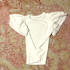 KatieJ NYC white ruffle top